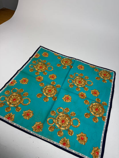 Vintage Celine Barocke Scarf turquiose Gold