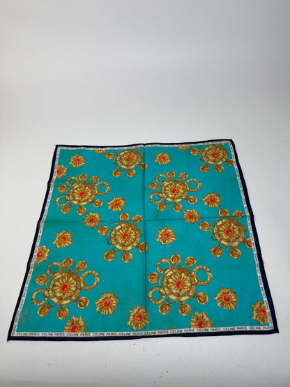 Vintage Celine Barocke Scarf turquiose Gold
