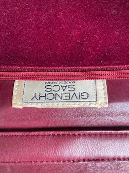 Vintage Givenchy Leather Shoulder Bag Burgundy Gold-tone c. 1998