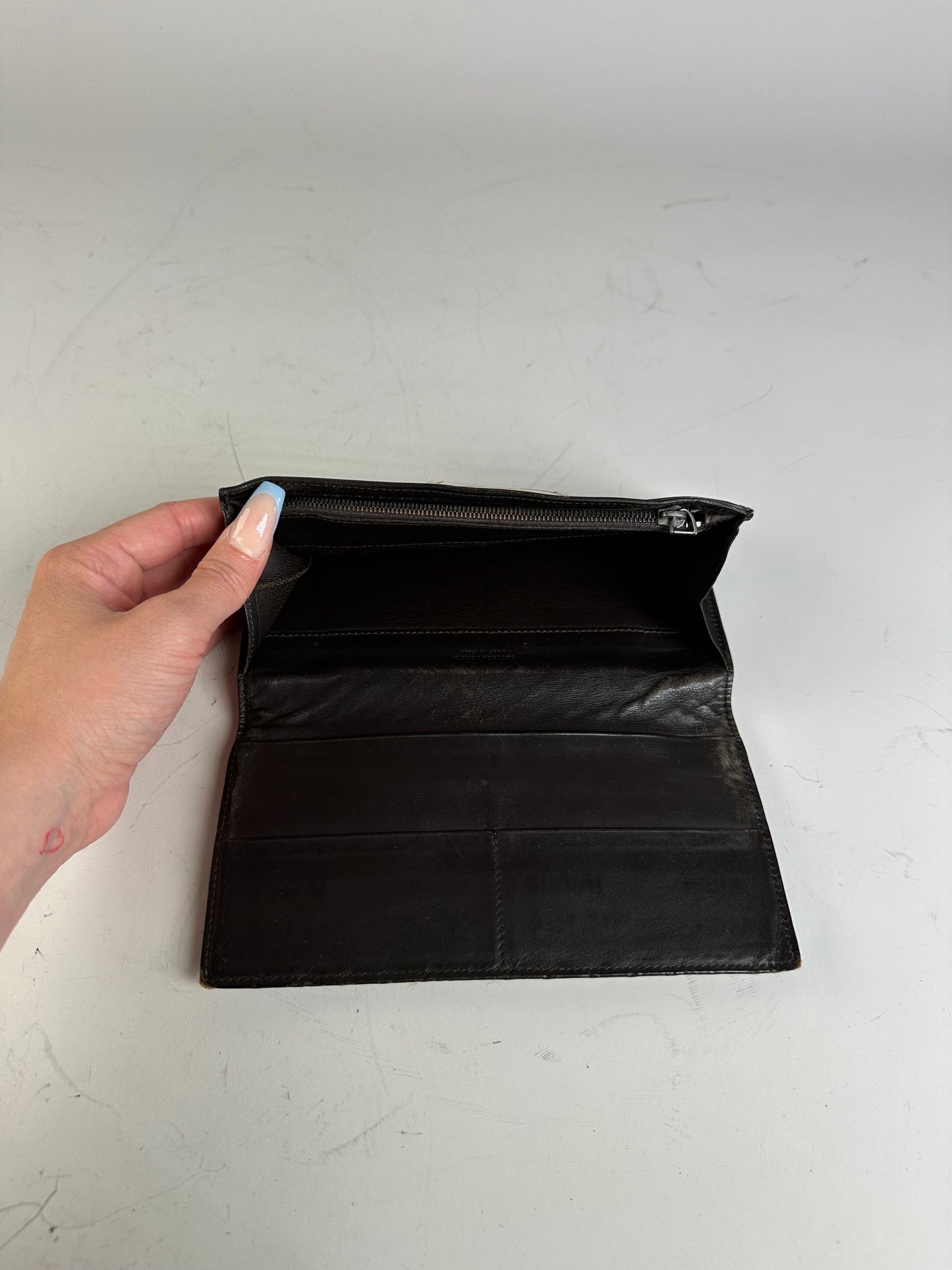 Vintage Bottega Veneta Woven Leather Wallet Black