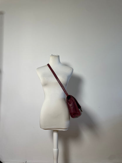 Vintage Givenchy Leather Shoulder Bag Burgundy Gold-tone c. 1998
