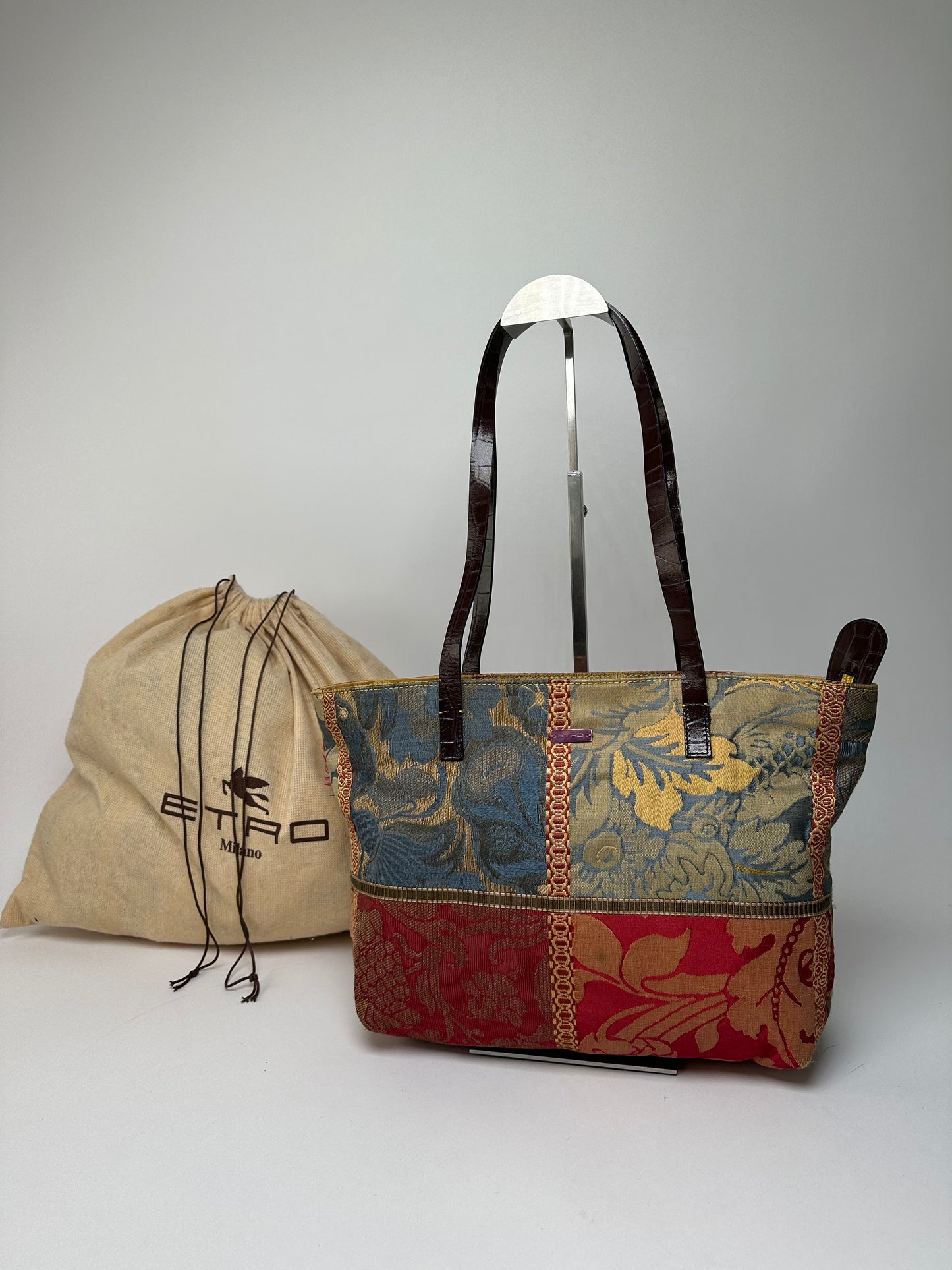 Vintage ETRO Jacquard Tote Bag Multicolour
