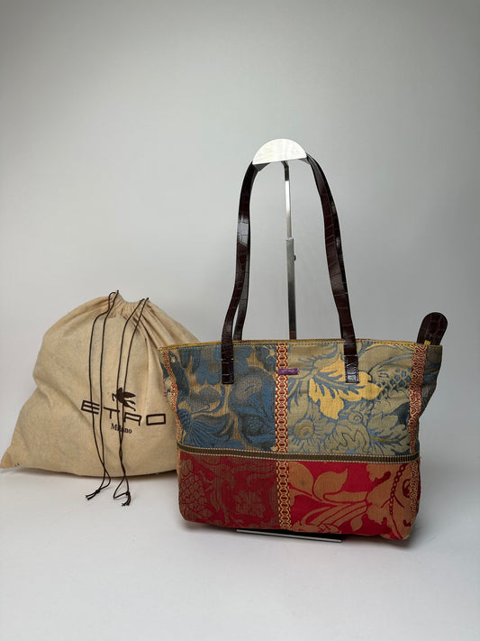 Vintage ETRO Jacquard Tote Bag Multicolour