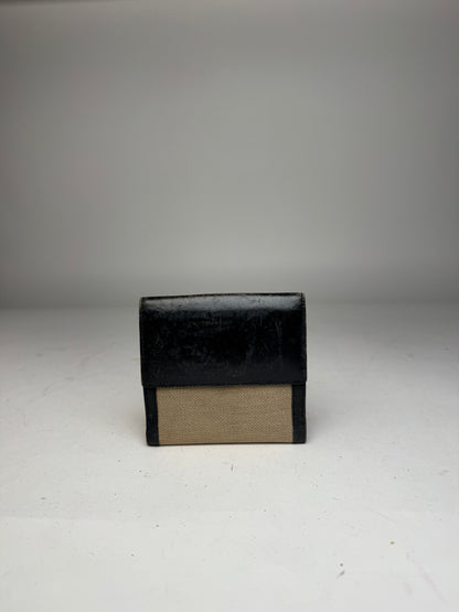 Vintage Gucci Leather Canvas Wallet Beige Black