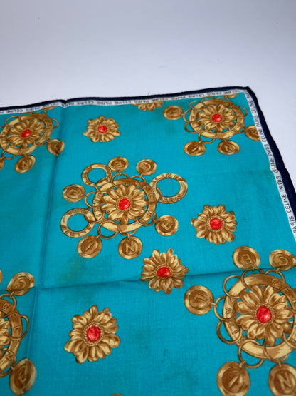 Vintage Celine Barocke Scarf turquiose Gold