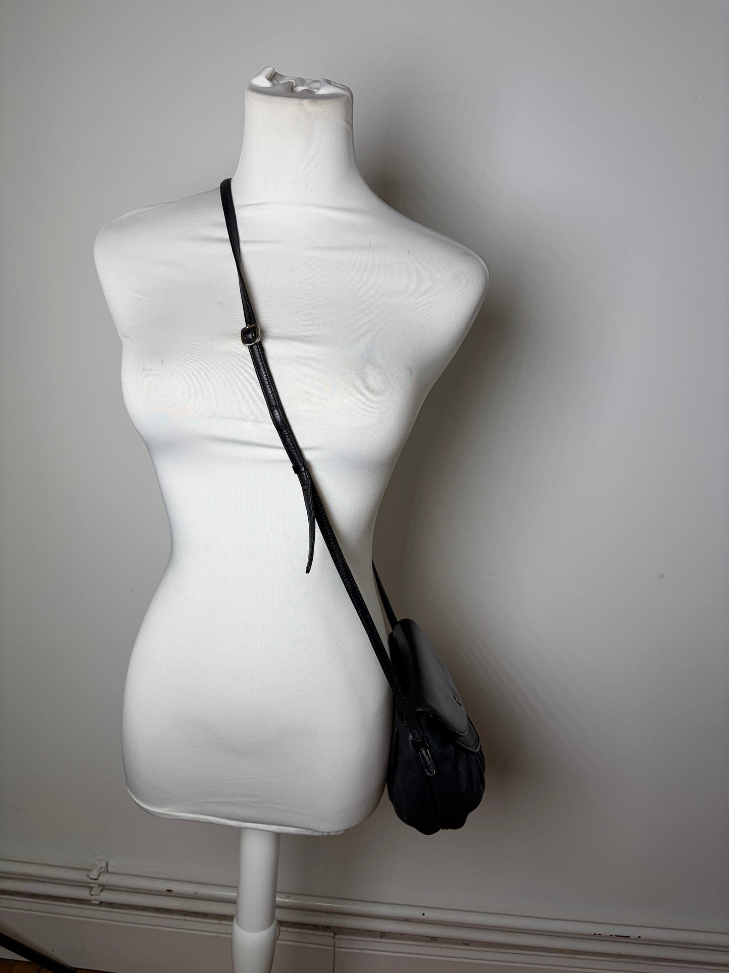 Vintage Givenchy Textured Leather Shoulder Bag Black Gold