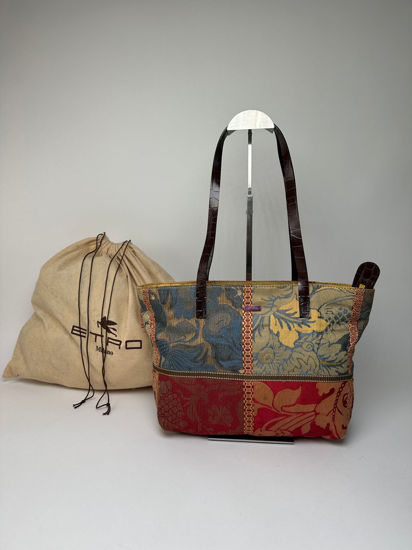 Vintage ETRO Jacquard Tote Bag Multicolour