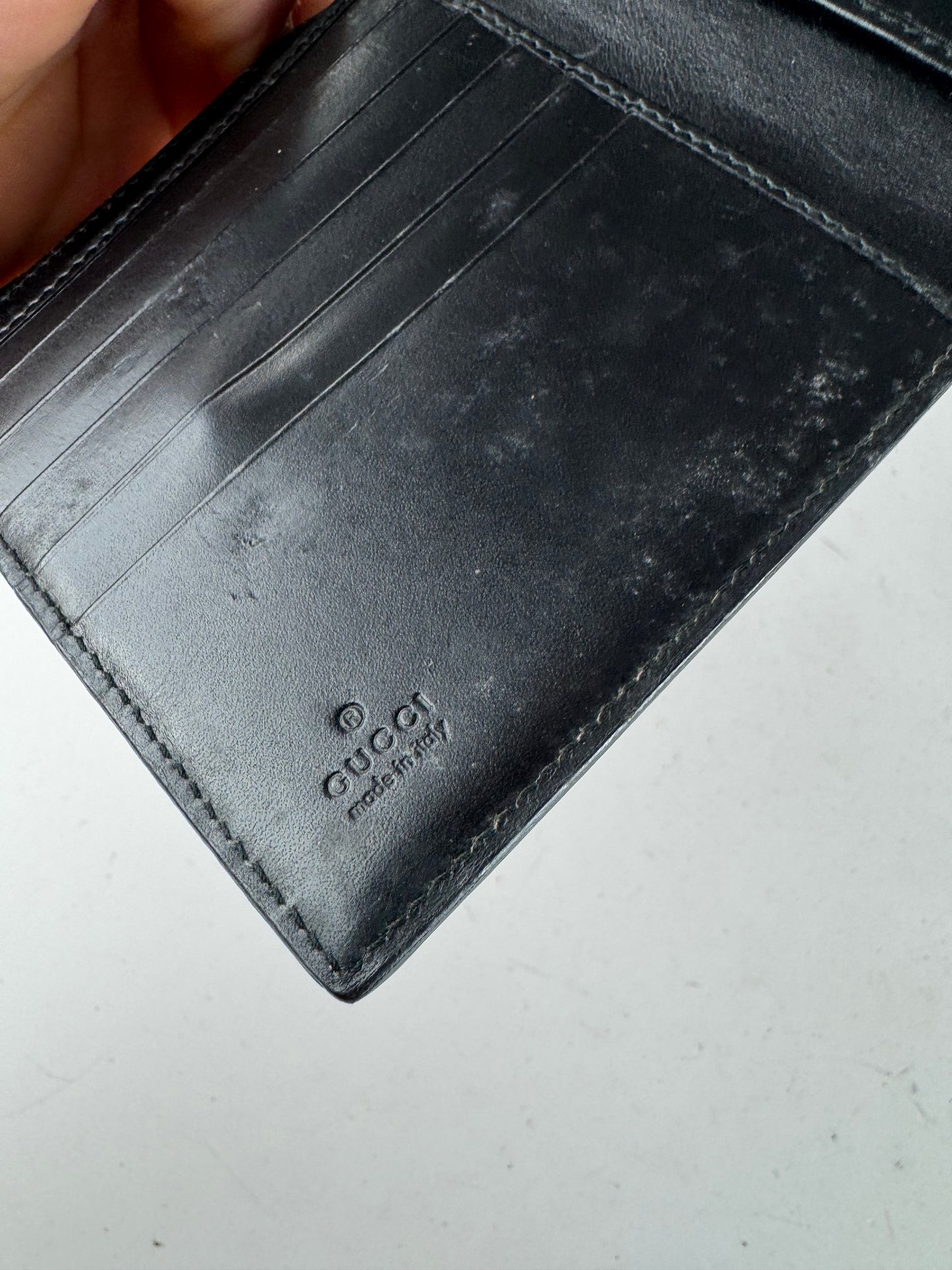 Vintage Gucci Leather Canvas Wallet Beige Black