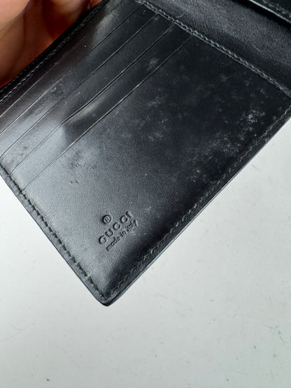 Vintage Gucci Leather Canvas Wallet Beige Black