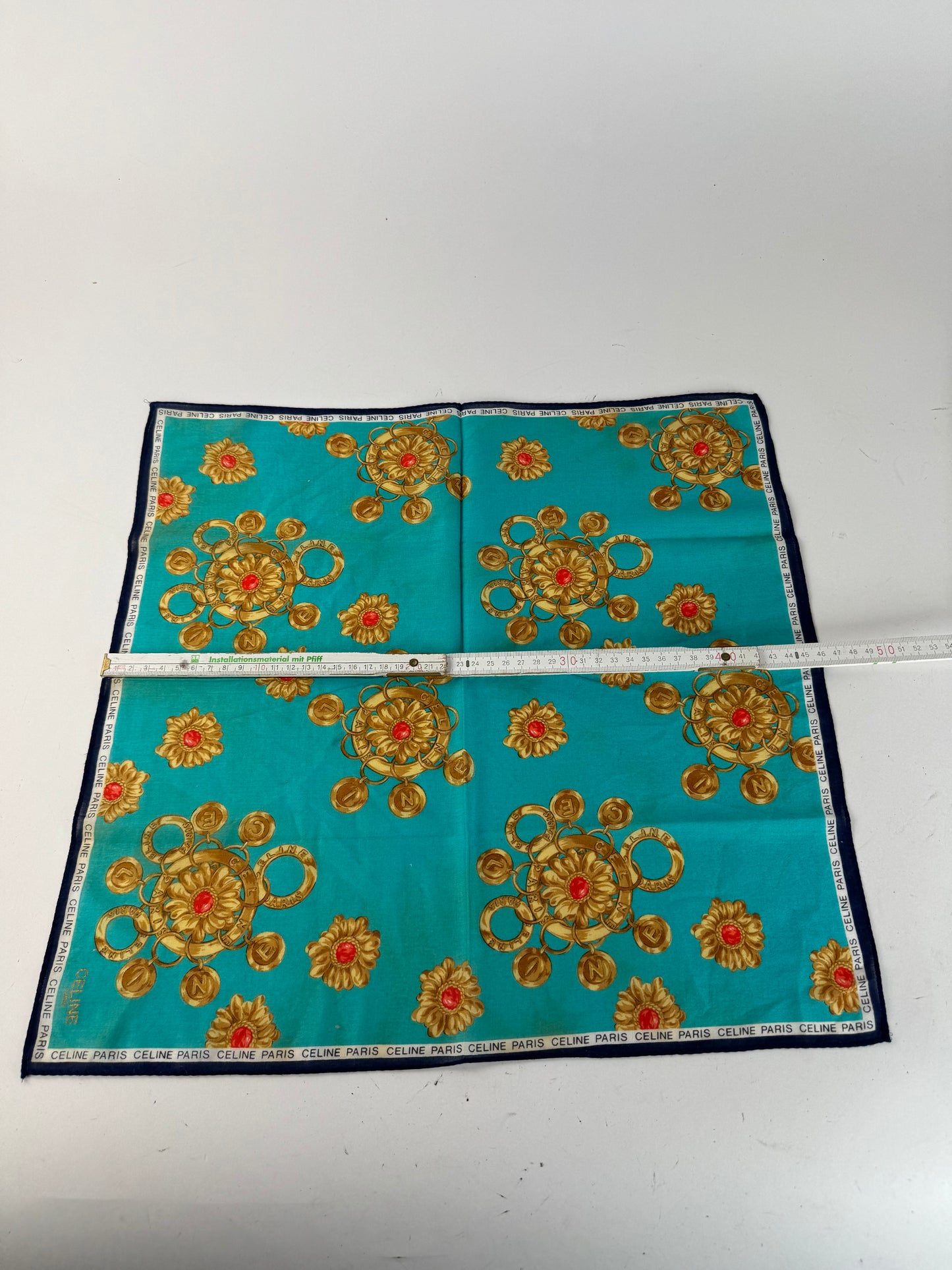 Vintage Celine Barocke Scarf turquiose Gold