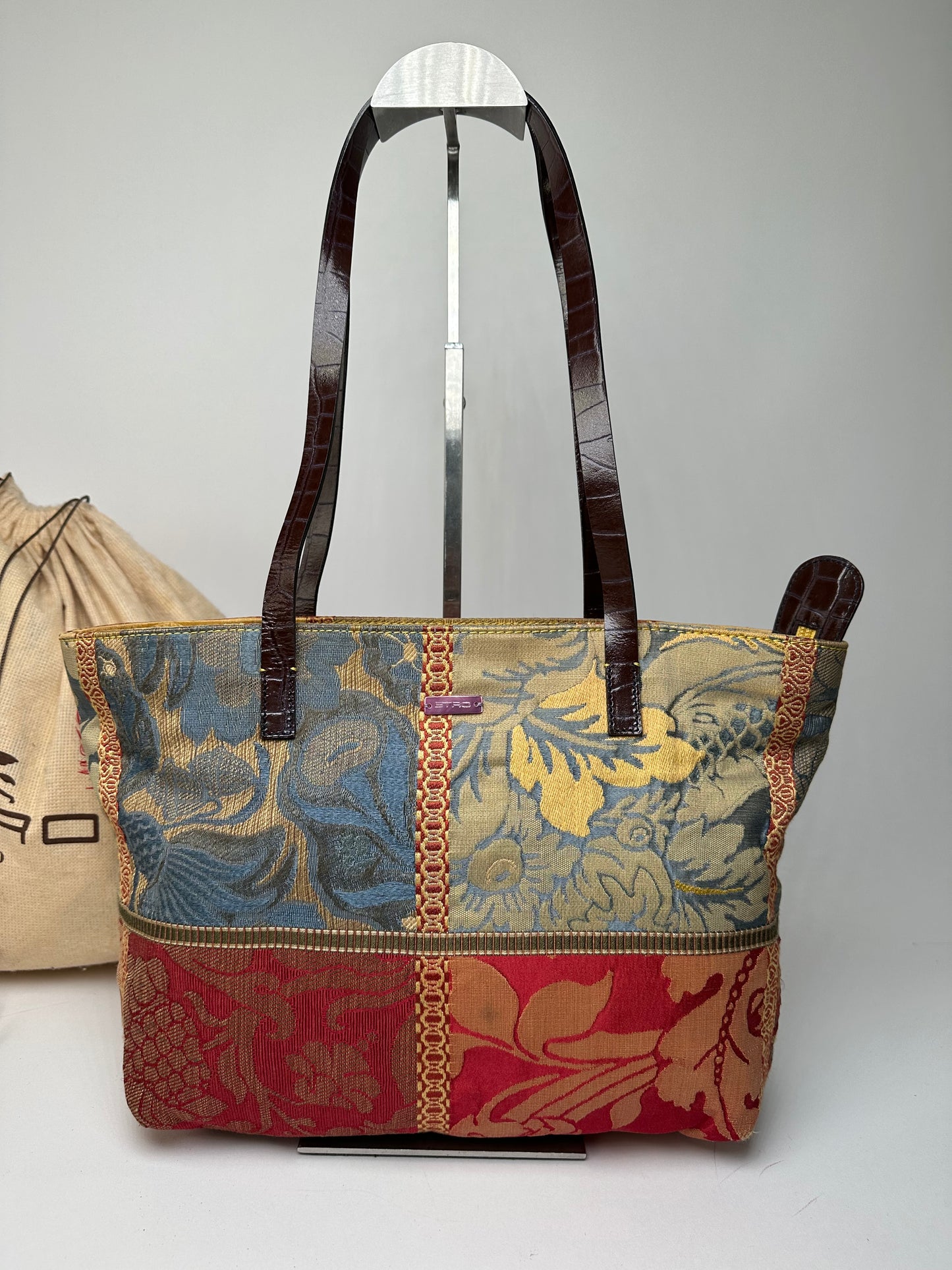 Vintage ETRO Jacquard Tote Bag Multicolour