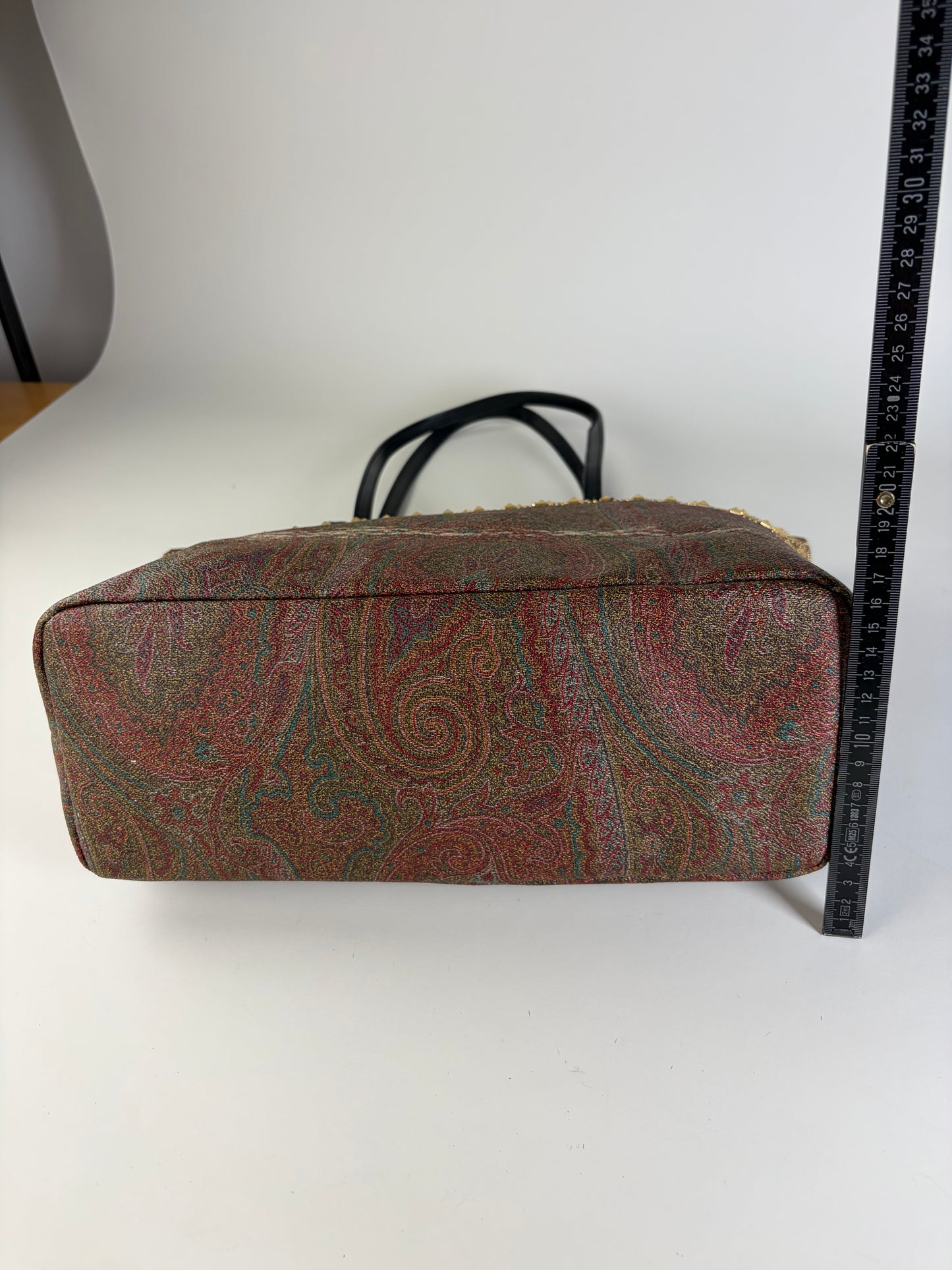 Vintage Etro Paisley Canvas Tote Red Green Gold