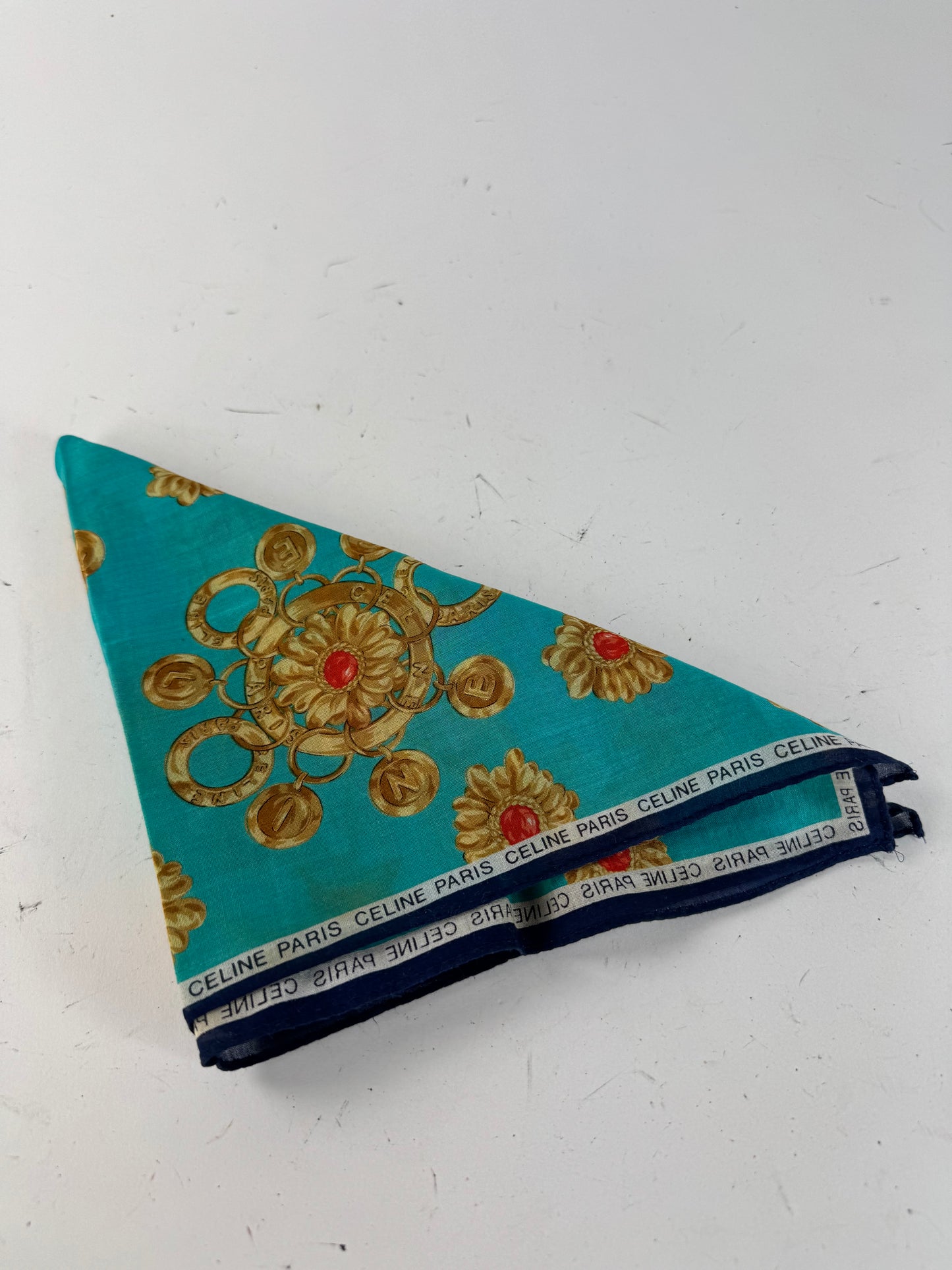 Vintage Celine Barocke Scarf turquiose Gold