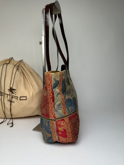 Vintage ETRO Jacquard Tote Bag Multicolour