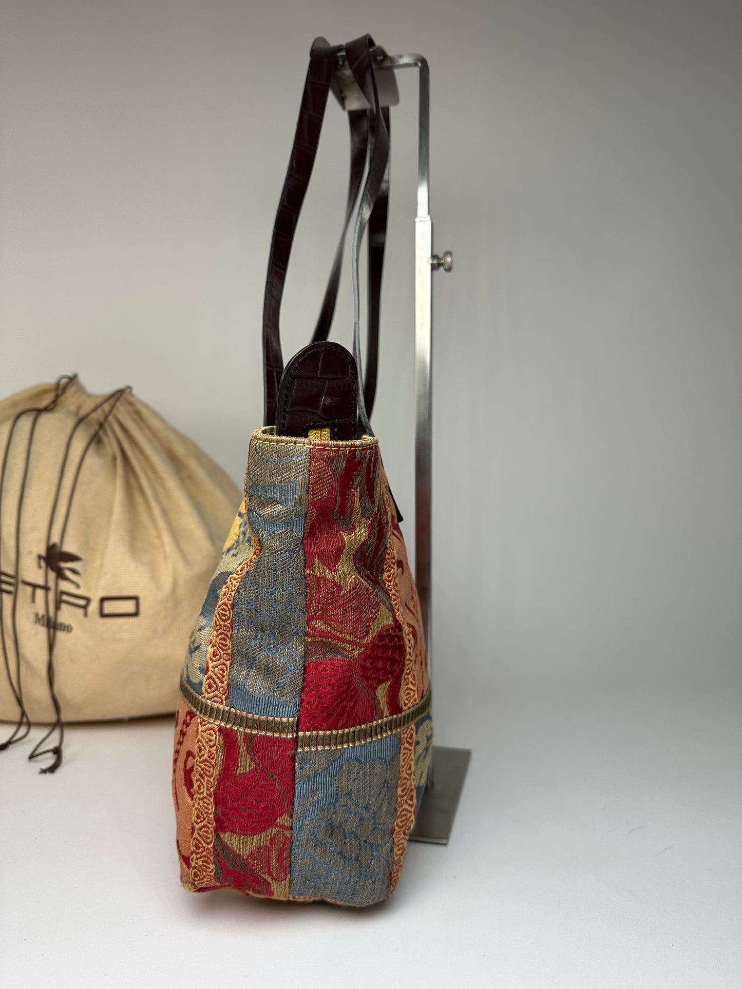 Vintage ETRO Jacquard Tote Bag Multicolour