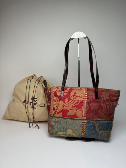 Vintage ETRO Jacquard Tote Bag Multicolour