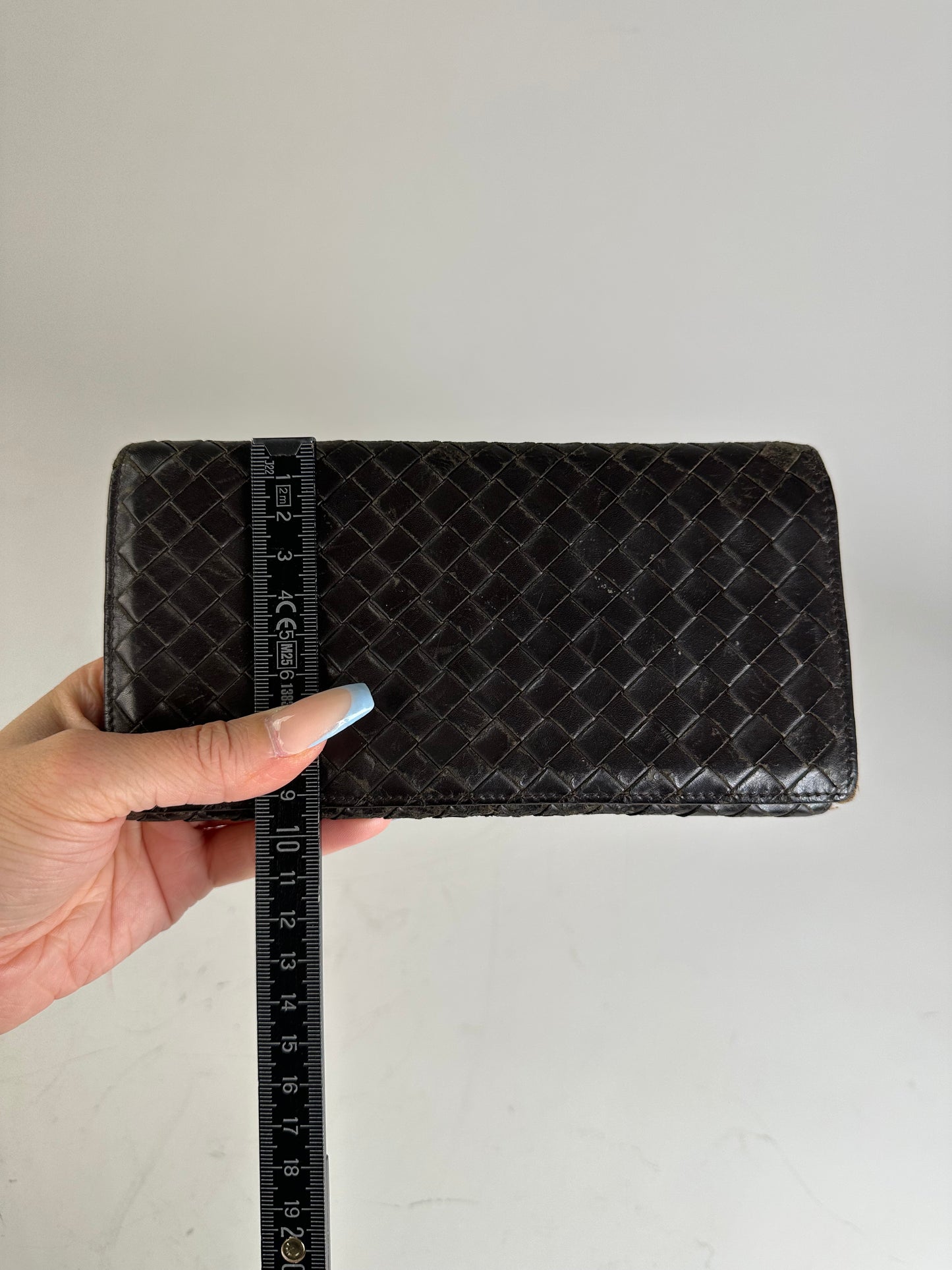 Vintage Bottega Veneta Woven Leather Wallet Black