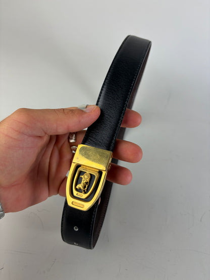 Vintage Celine Smooth Leather Belt Black Brown Gold Buckle