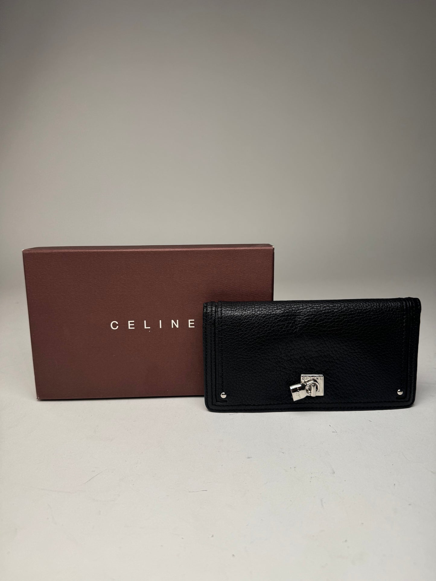 Vintage Celine Leather Wallet Black
