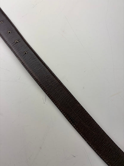 Vintage Celine Smooth Leather Belt Black Brown Gold Buckle