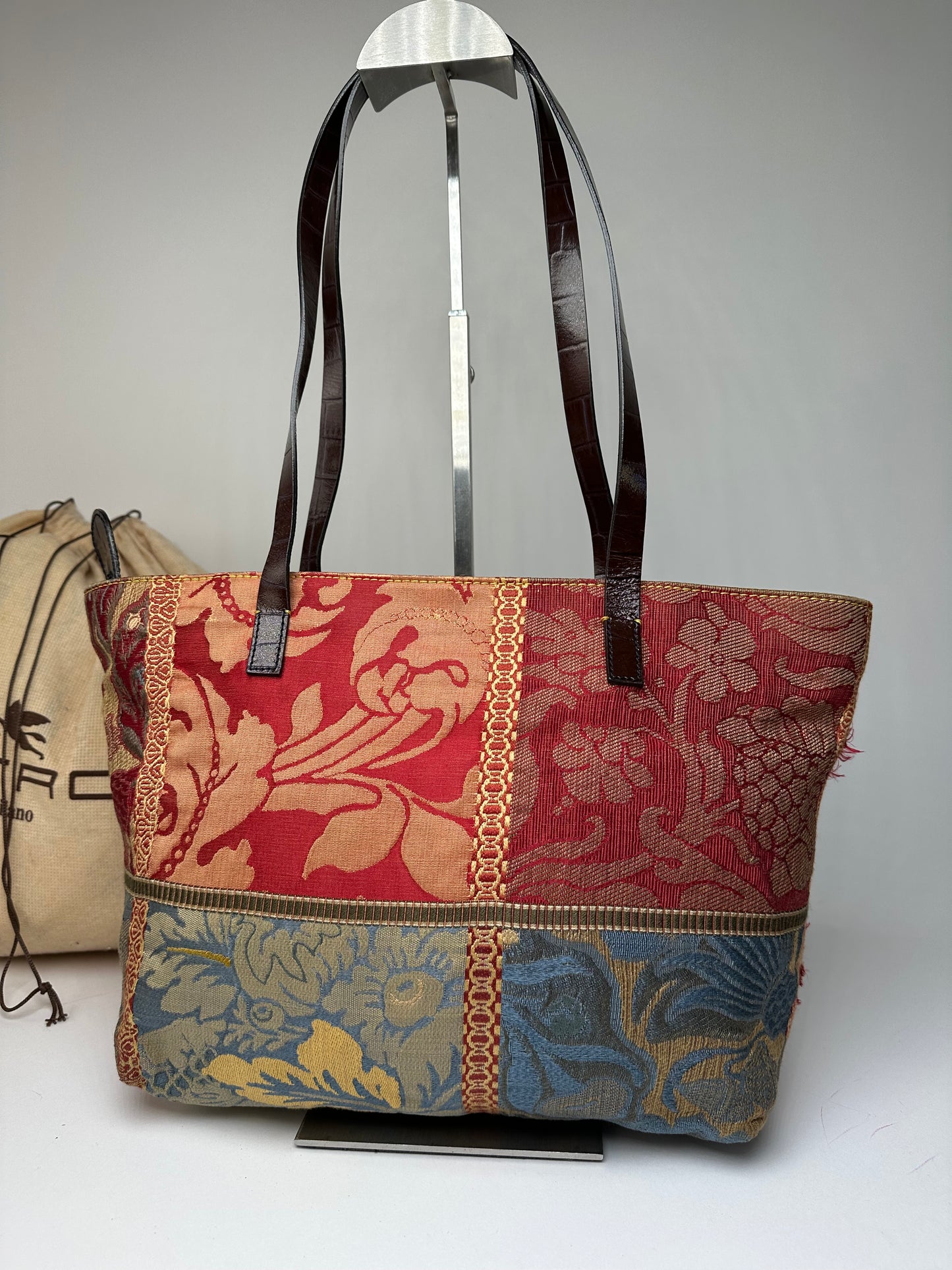 Vintage ETRO Jacquard Tote Bag Multicolour