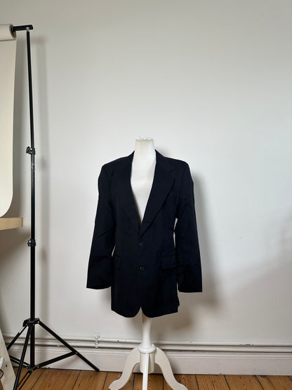 Vintage Dior Men's Wool Blazer Navy Silk Lined S-M
