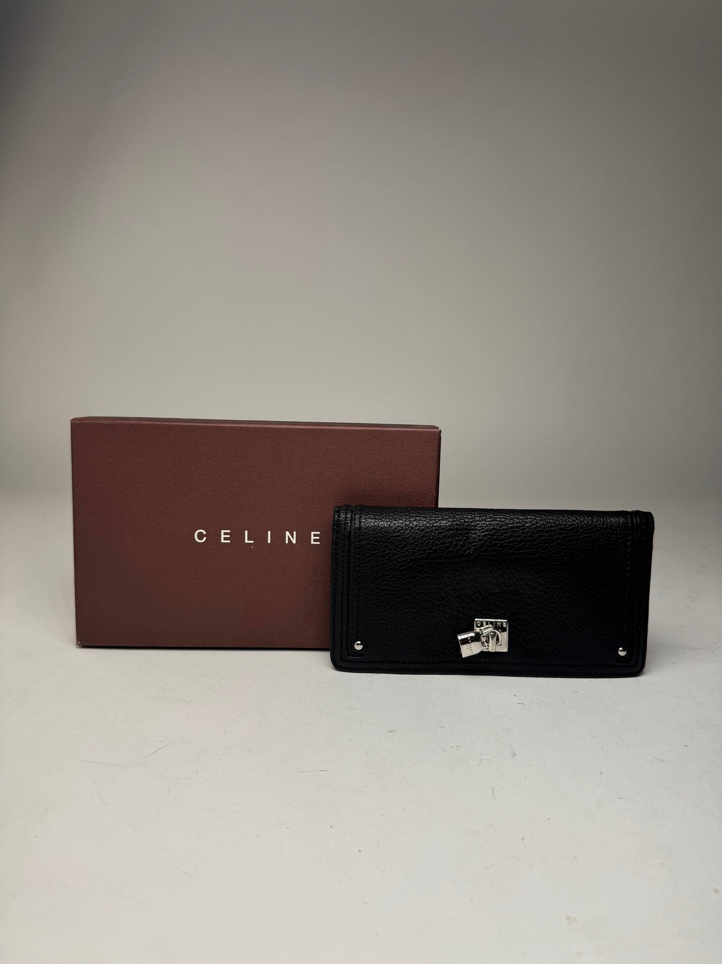 Vintage Celine Leather Wallet Black