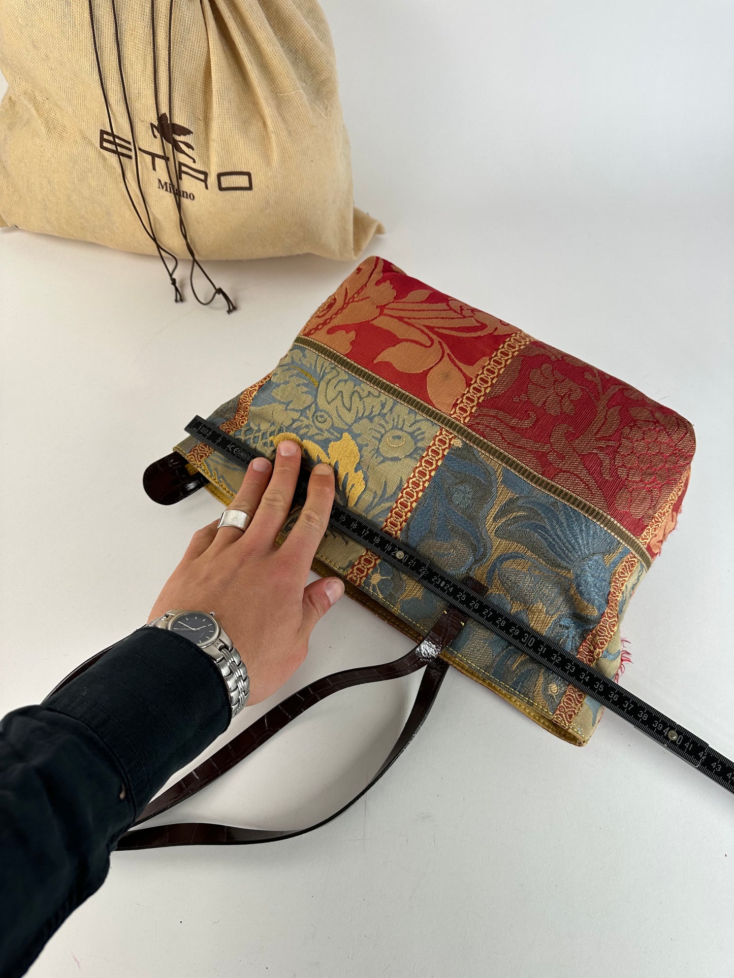 Vintage ETRO Jacquard Tote Bag Multicolour