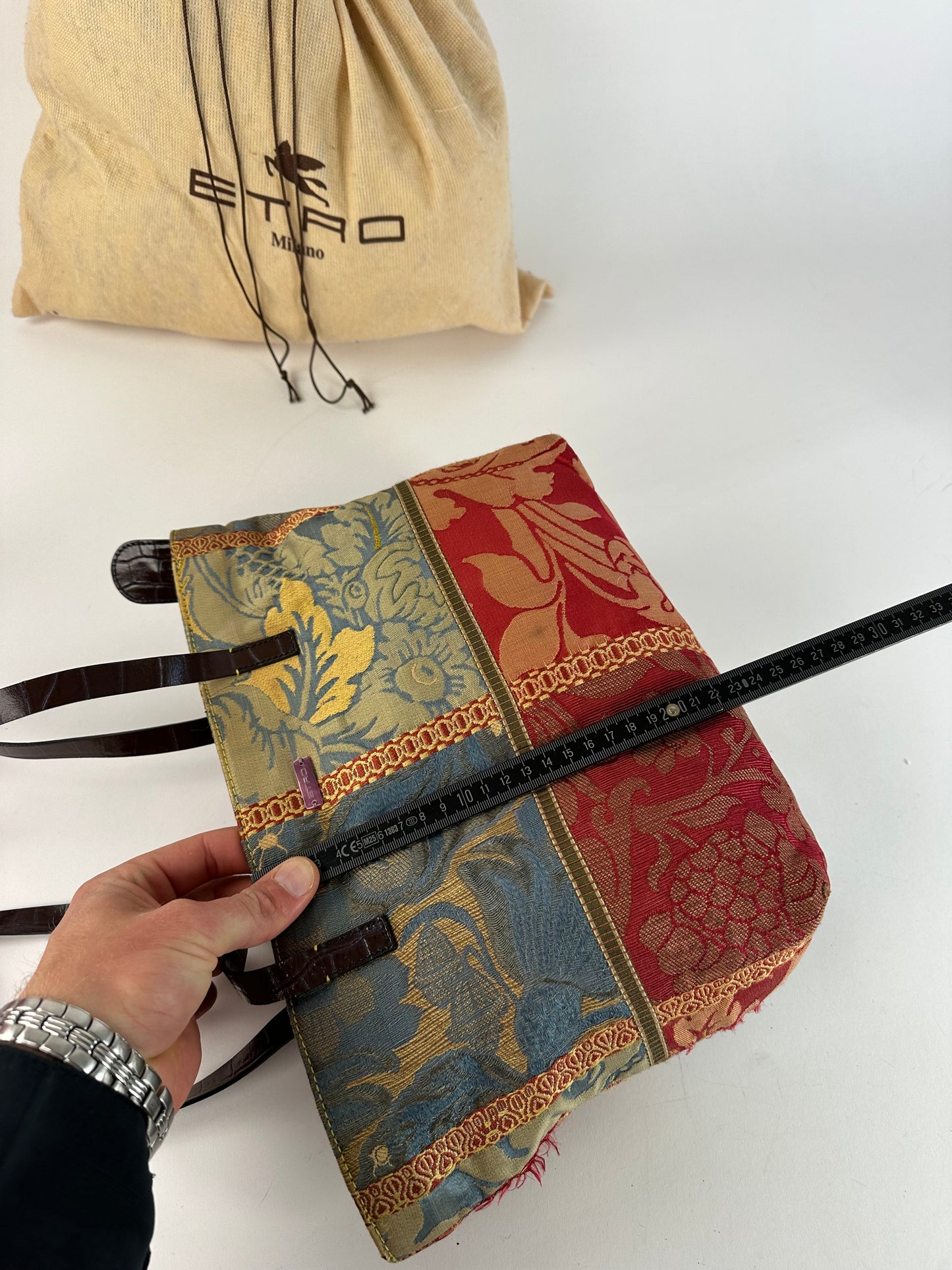 Vintage ETRO Jacquard Tote Bag Multicolour