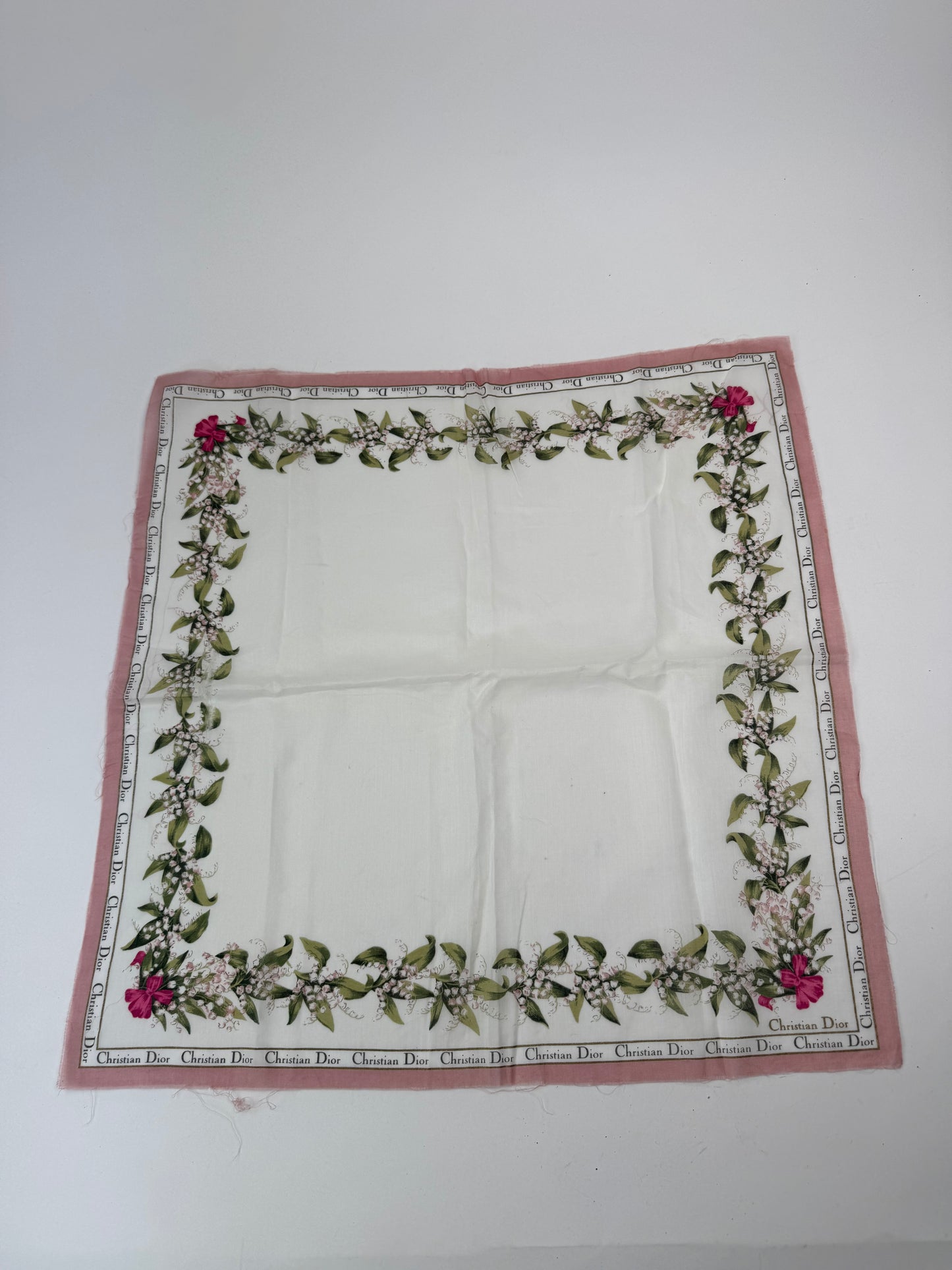 Vintage Dior Silk Cotton Scarf White