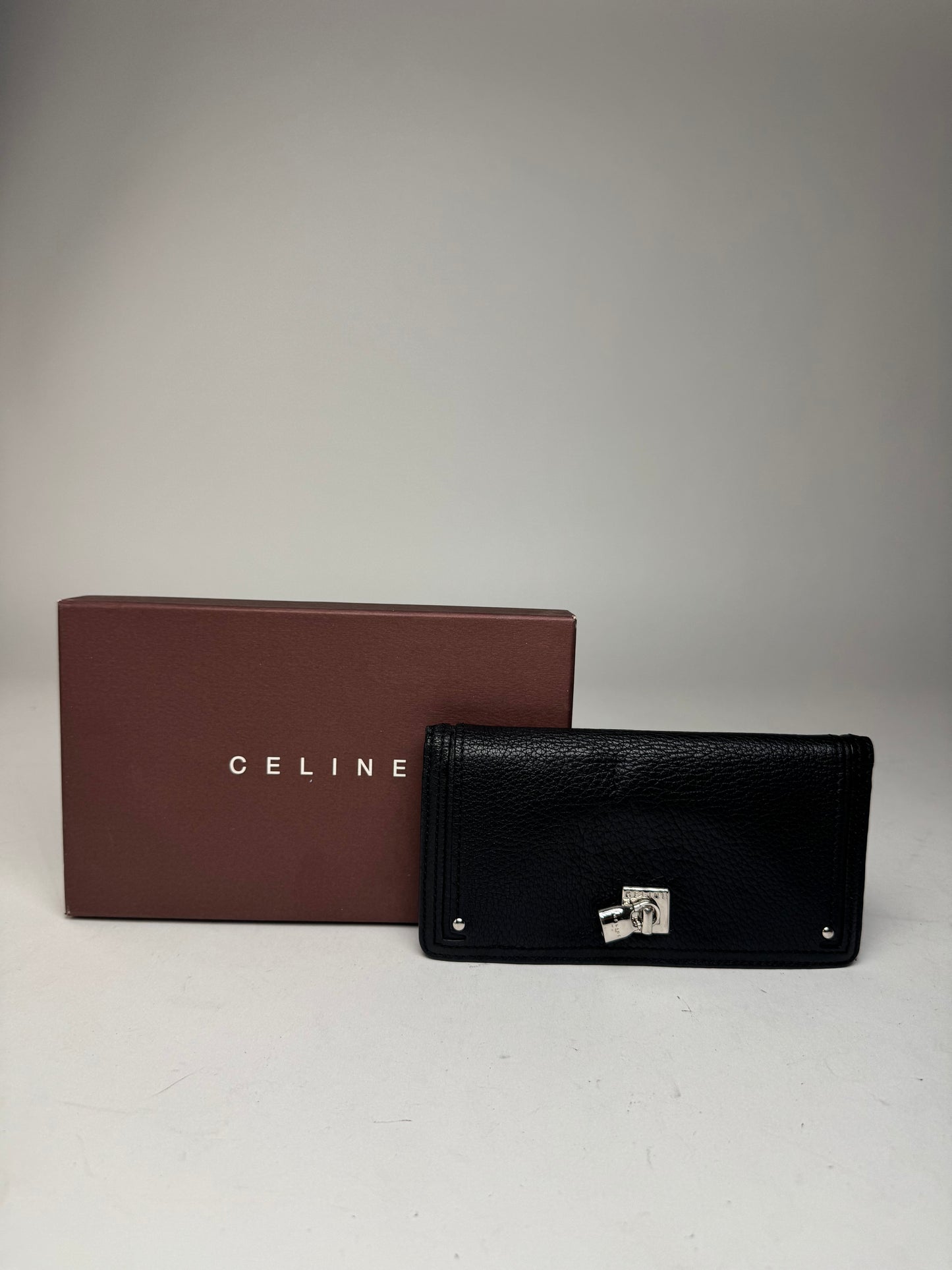 Vintage Celine Leather Wallet Black