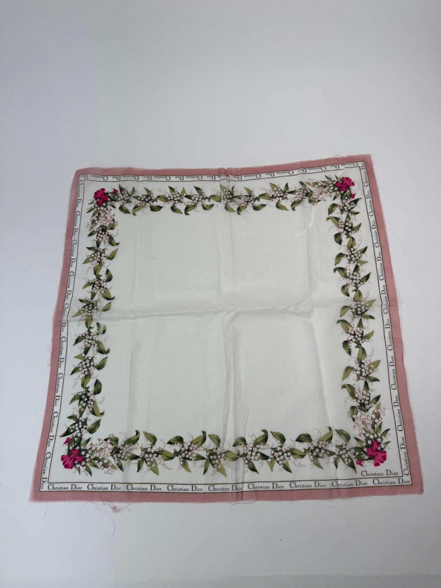 Vintage Dior Silk Cotton Scarf White