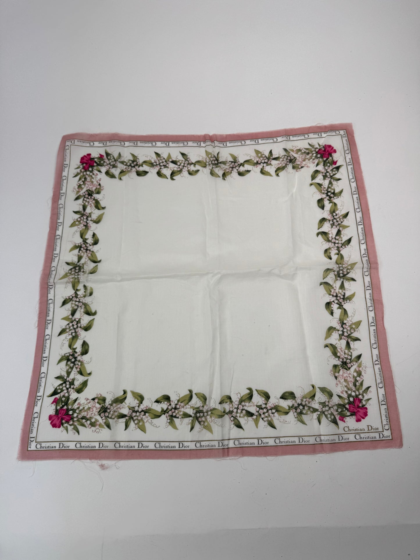 Vintage Dior Silk Cotton Scarf White