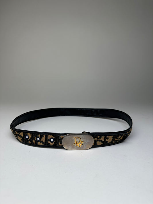 Vintage Dior Oblique Monogram Canvas Belt Brown 75 cm