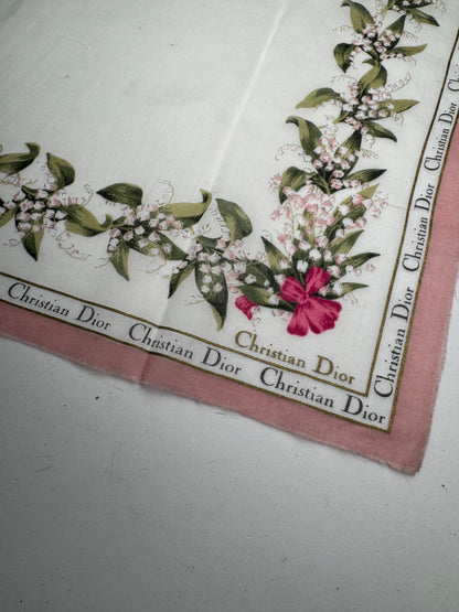 Vintage Dior Silk Cotton Scarf White