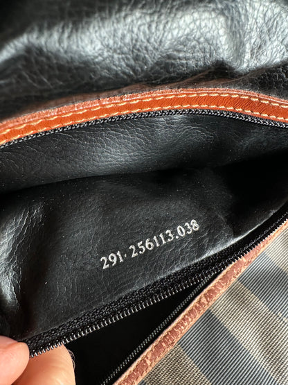 Vintage Fendi Roma Leather Duffel Bag Black Brown
