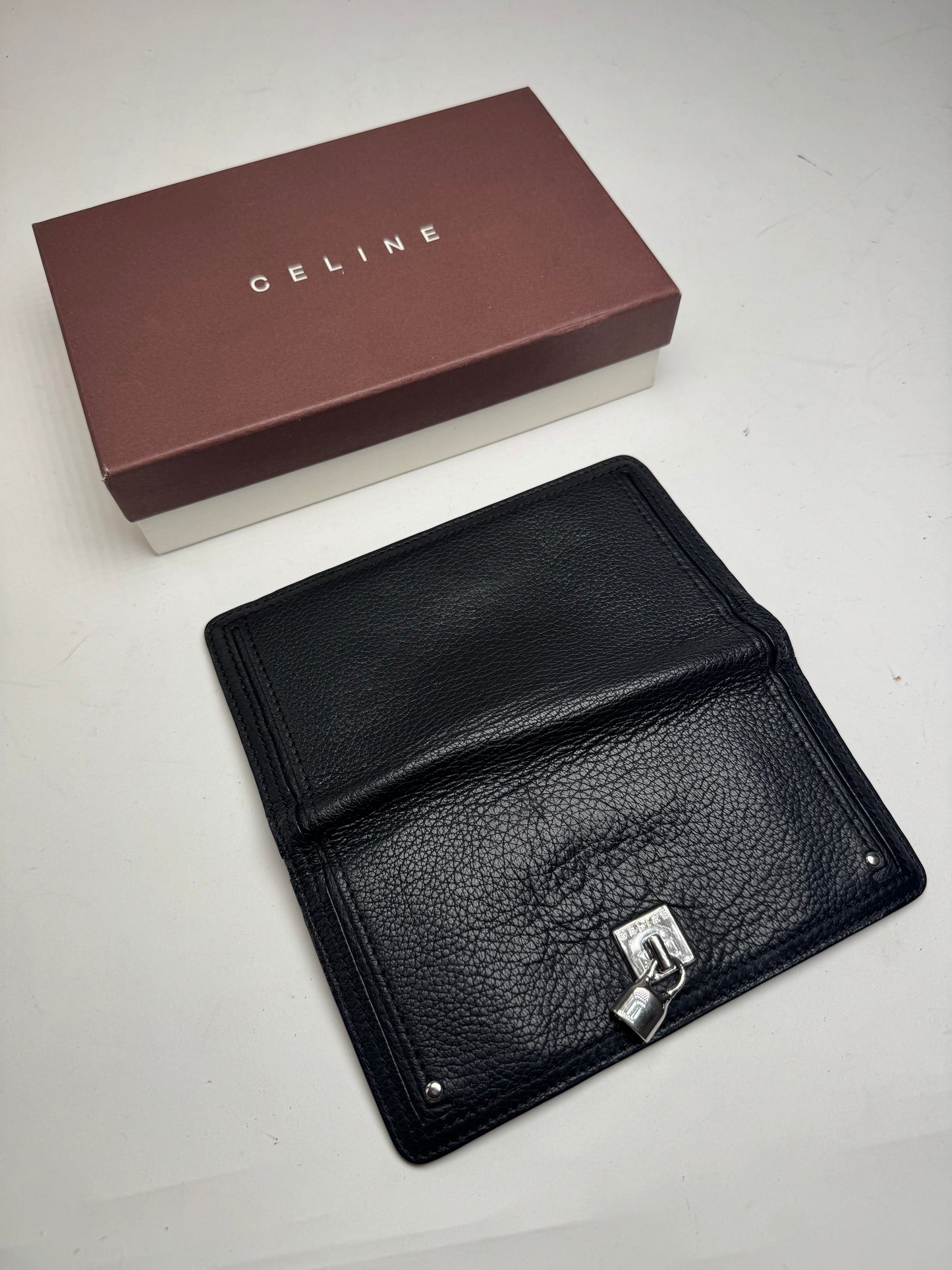 Vintage Celine Leather Wallet Black