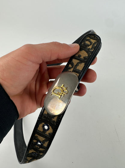 Vintage Dior Oblique Monogram Canvas Belt Brown 75 cm