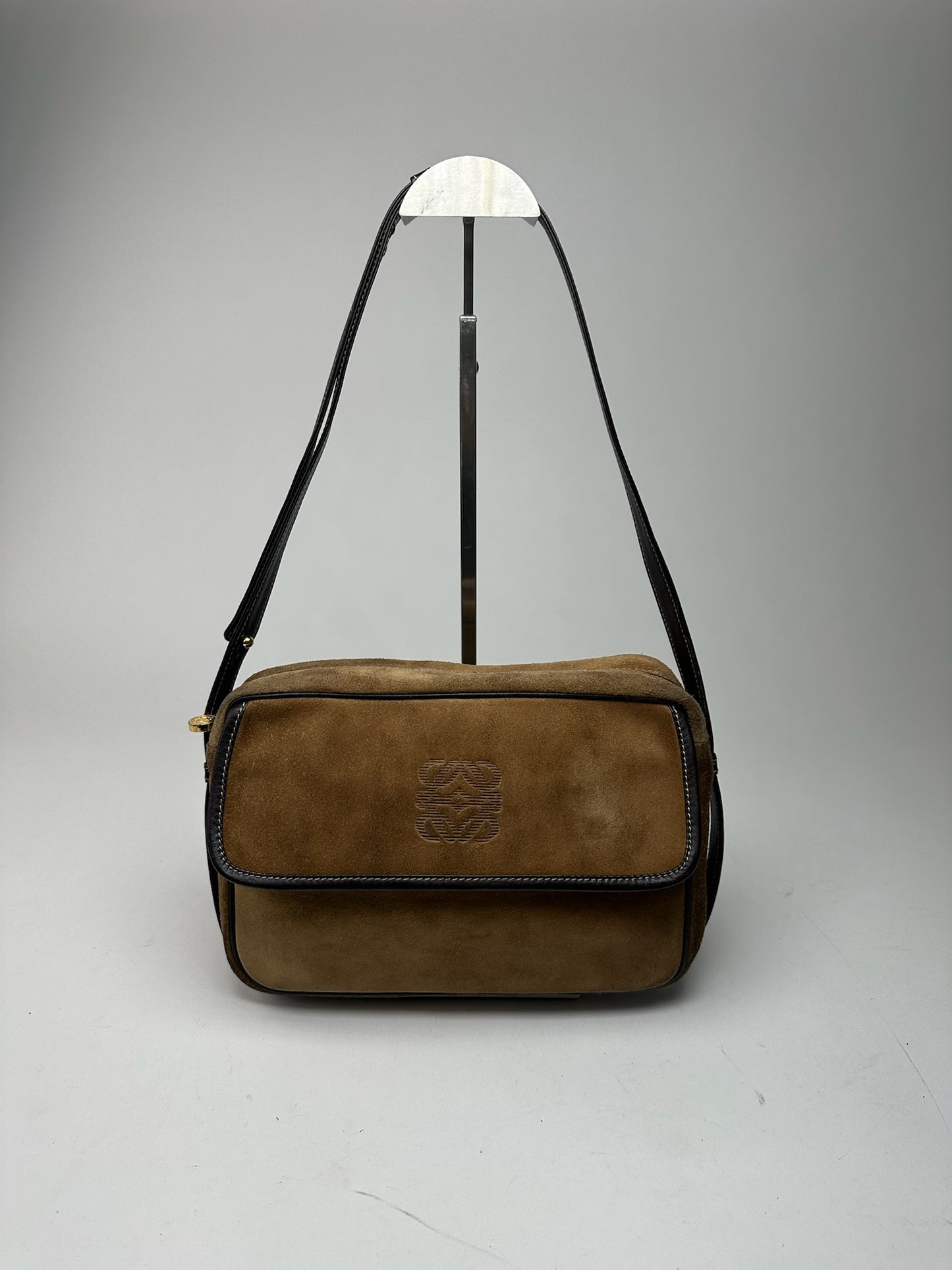 Vintage Loewe Madrid Suede Leather Bag camel