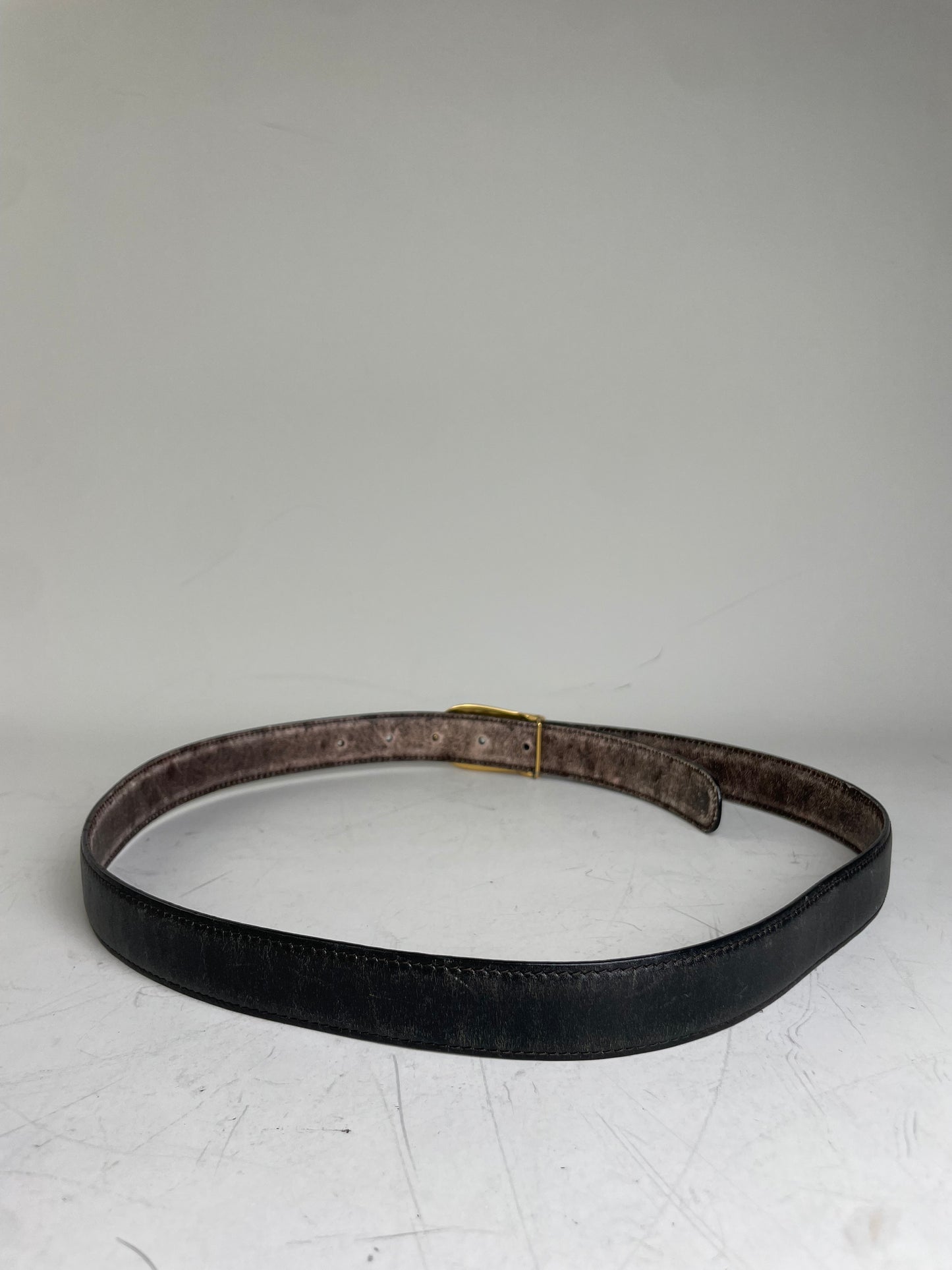 Vintage Gucci Interlocking G Leather Belt Black Gold