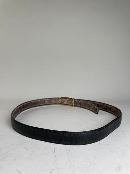 Vintage Gucci Interlocking G Leather Belt Black Gold