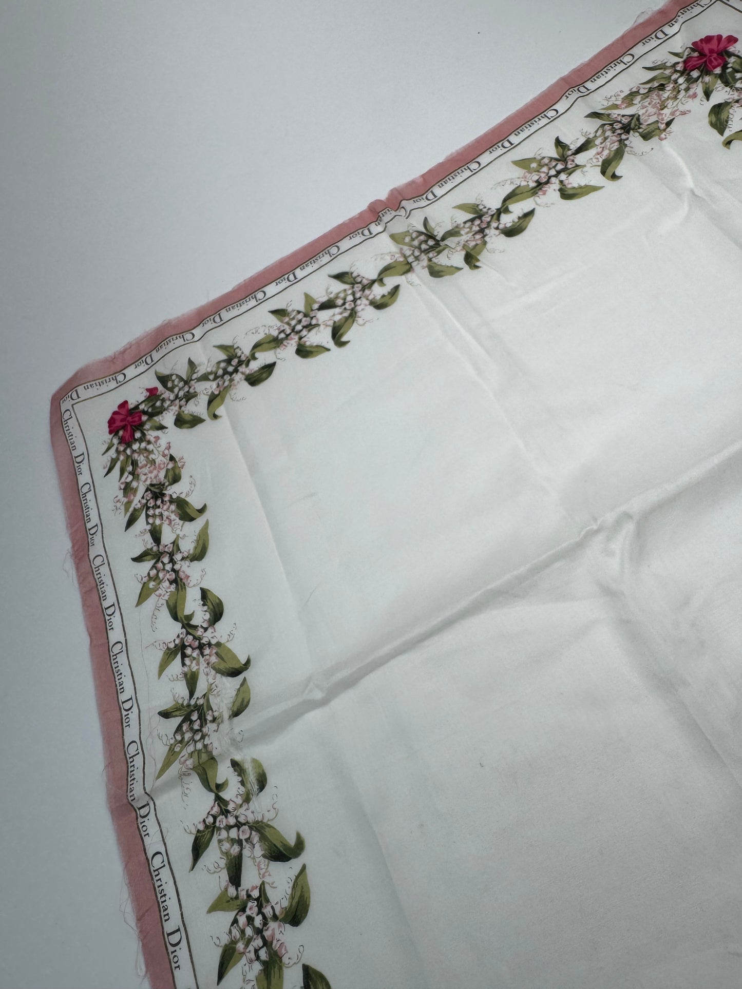 Vintage Dior Silk Cotton Scarf White