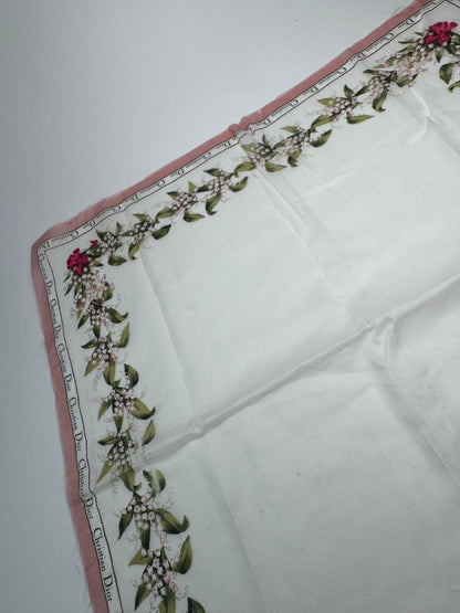 Vintage Dior Silk Cotton Scarf White