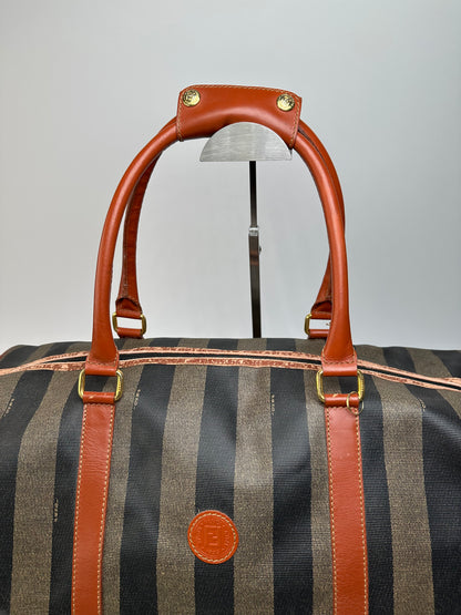 Vintage Fendi Roma Leather Duffel Bag Black Brown