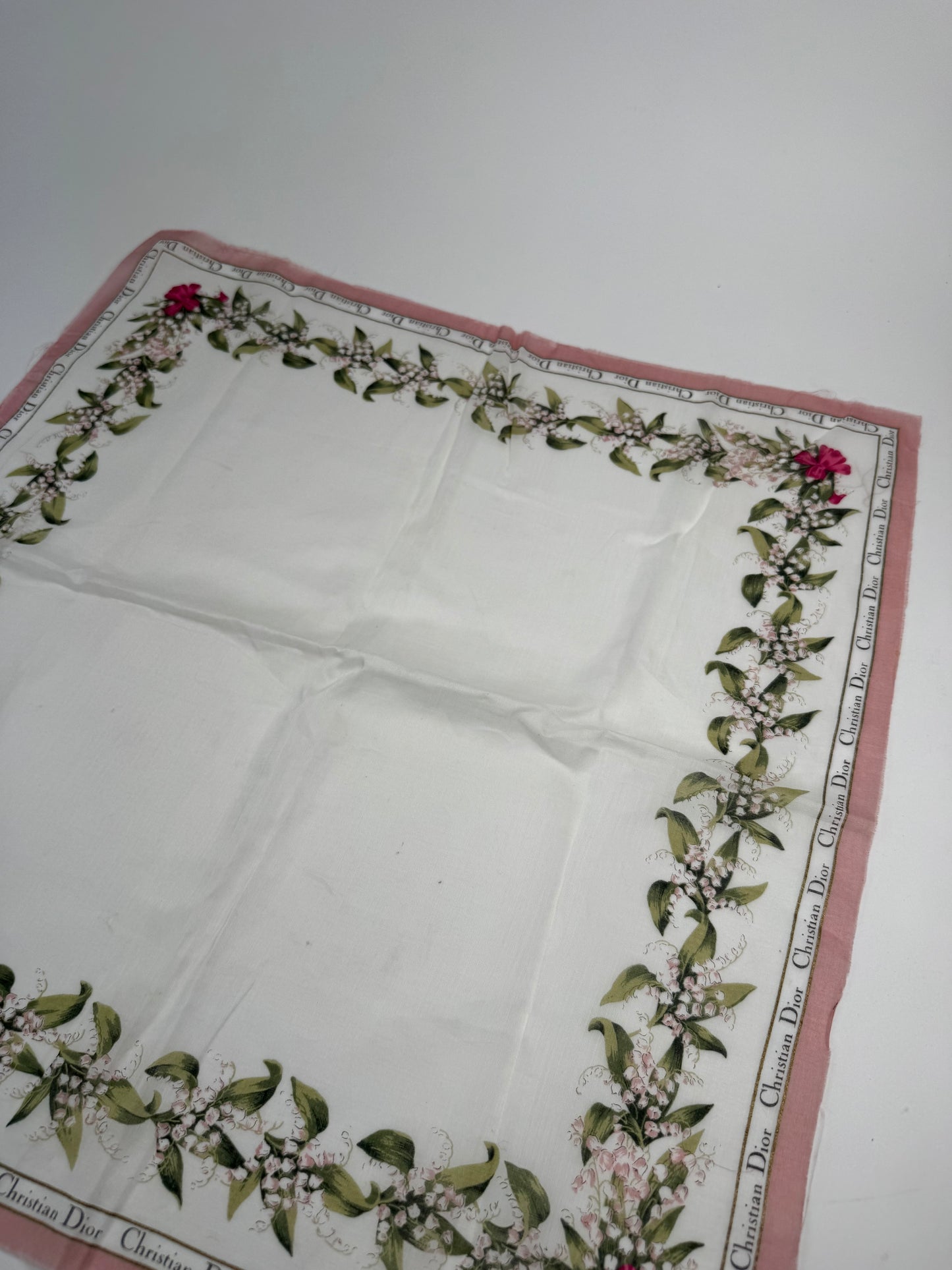 Vintage Dior Silk Cotton Scarf White