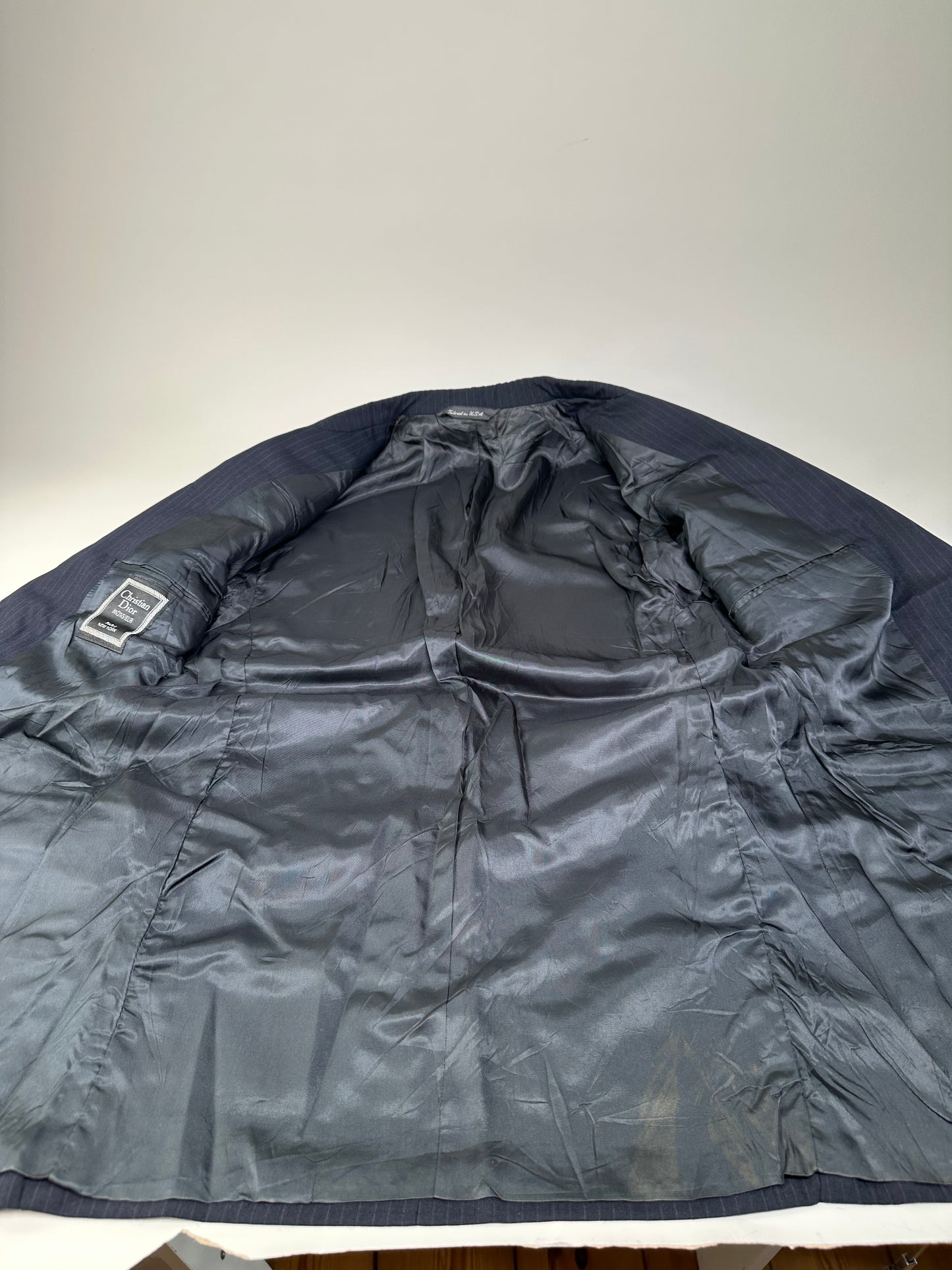 Vintage Dior Men's Wool Blazer Navy Silk Lined S-M