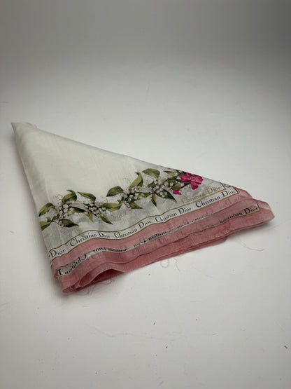 Vintage Dior Silk Cotton Scarf White