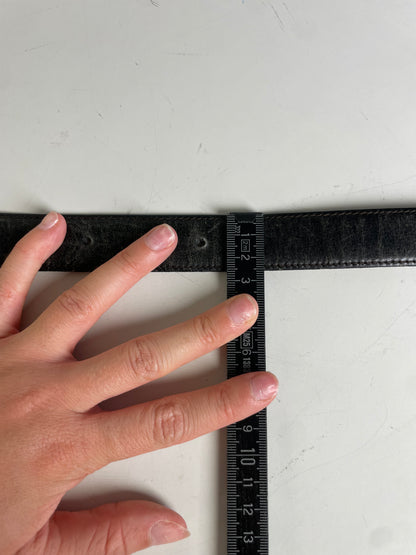 Vintage Gucci Interlocking G Leather Belt Black Gold