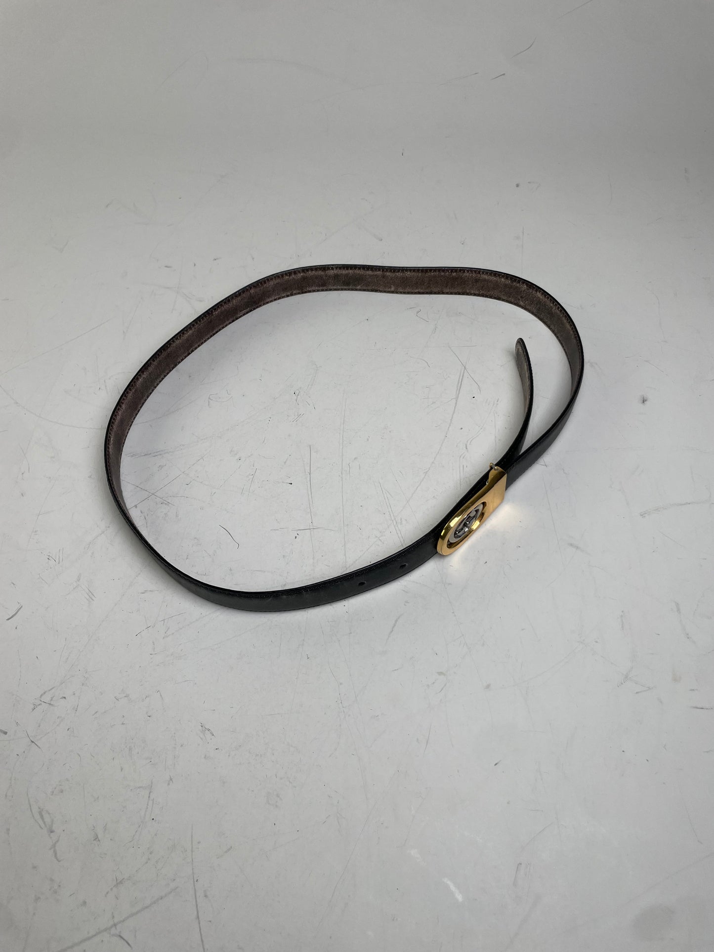 Vintage Gucci Interlocking G Leather Belt Black Gold