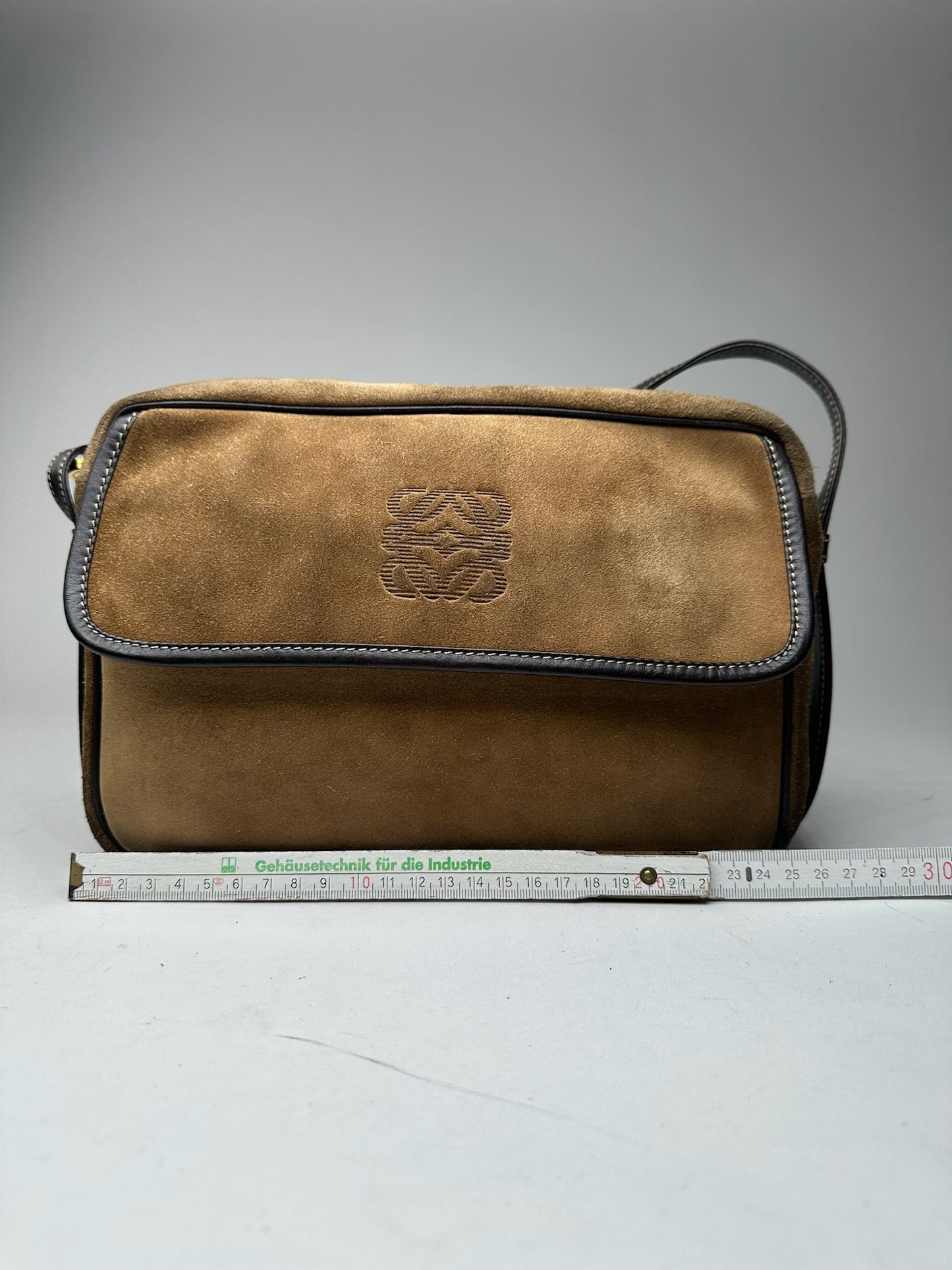 Vintage Loewe Madrid Suede Leather Bag camel